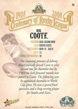 2008 NRL Centenary #76 Ron Coote Back